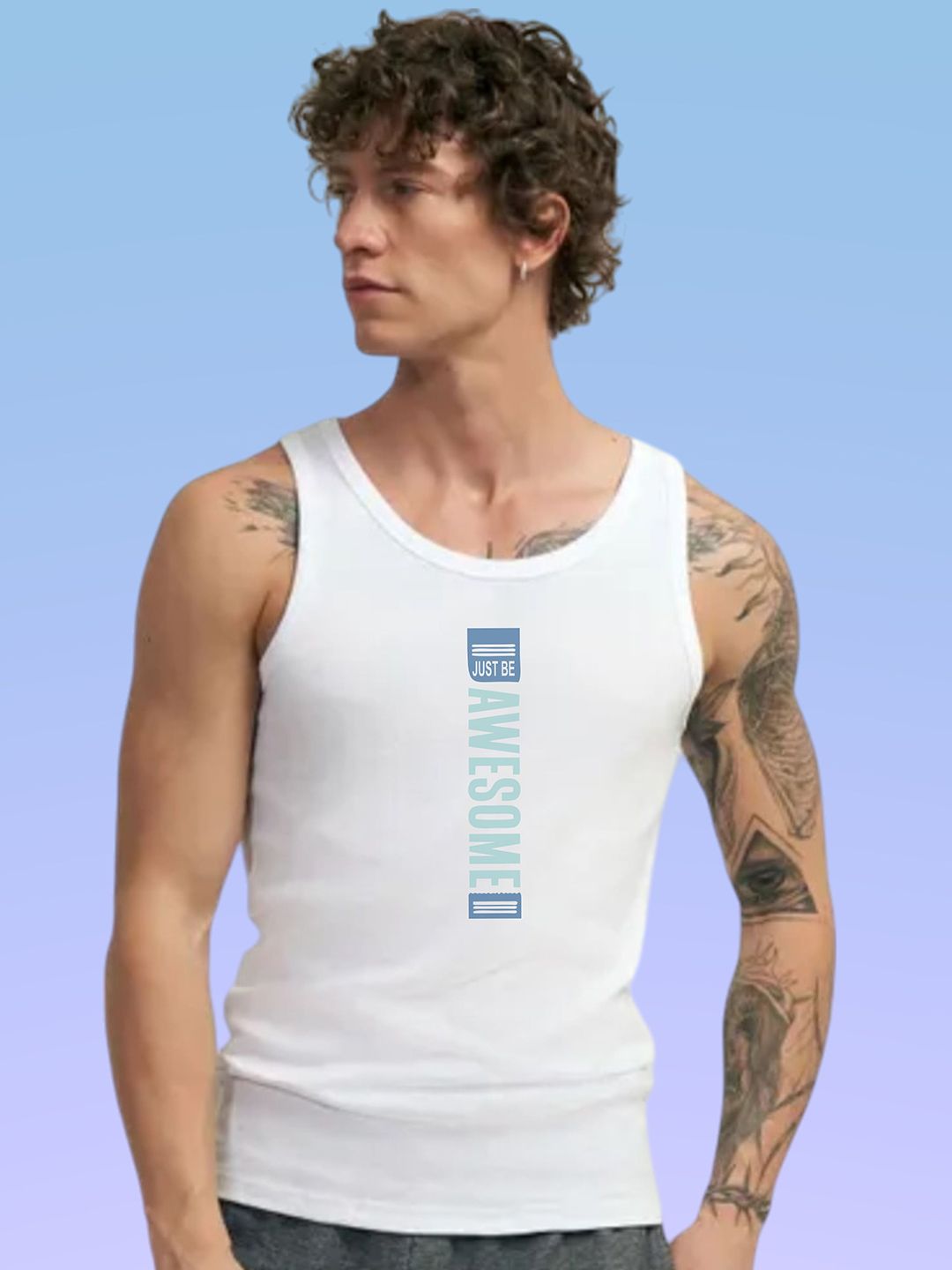 Uniplanet store Printed Cotton Innerwear Vests UVM-AWESOME-LYF-WHT-S-image-12