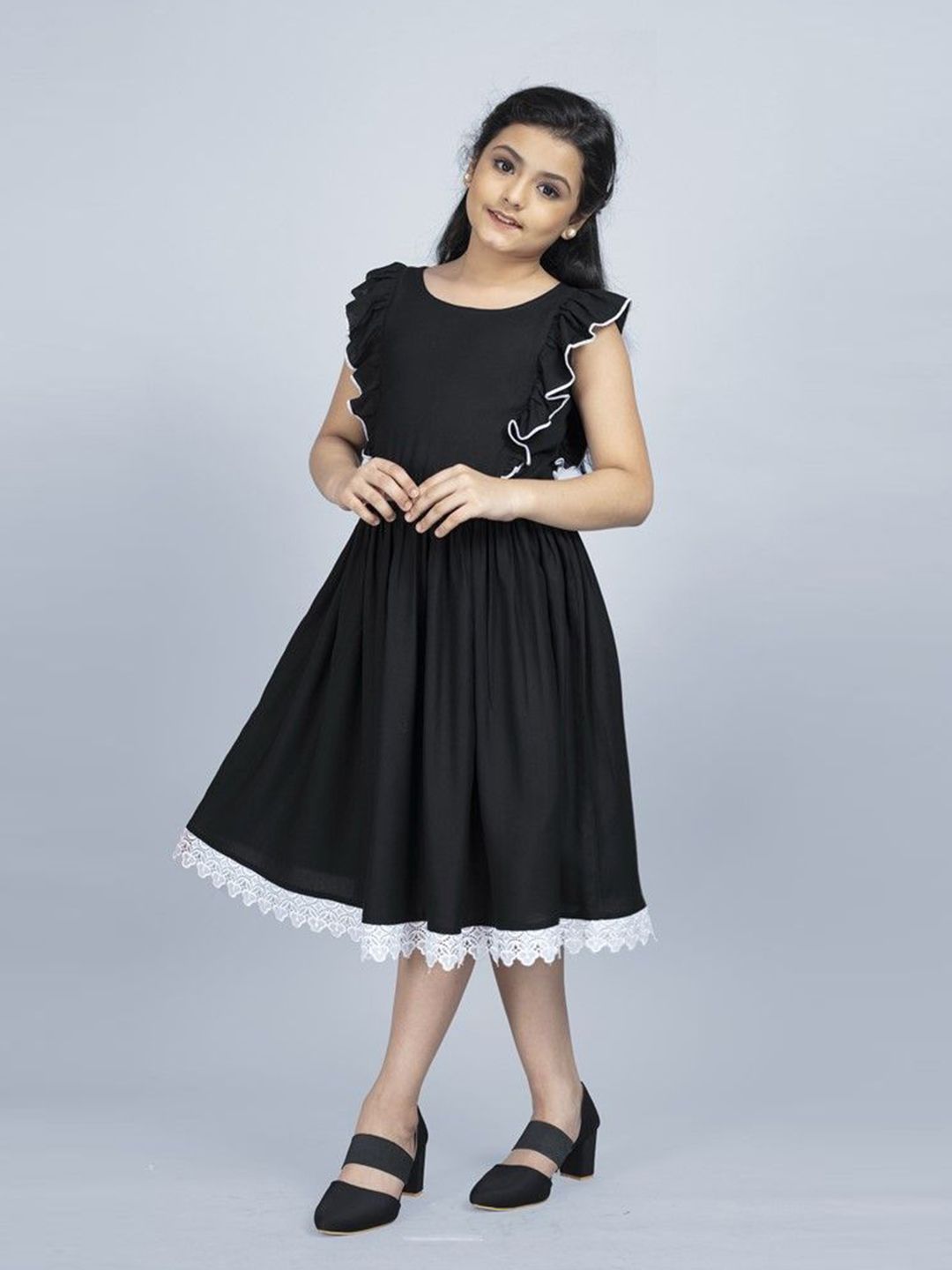 PRIYANKA'S COLLECTION Flutter Sleeve Fit & Flare Midi Dress-picture-39