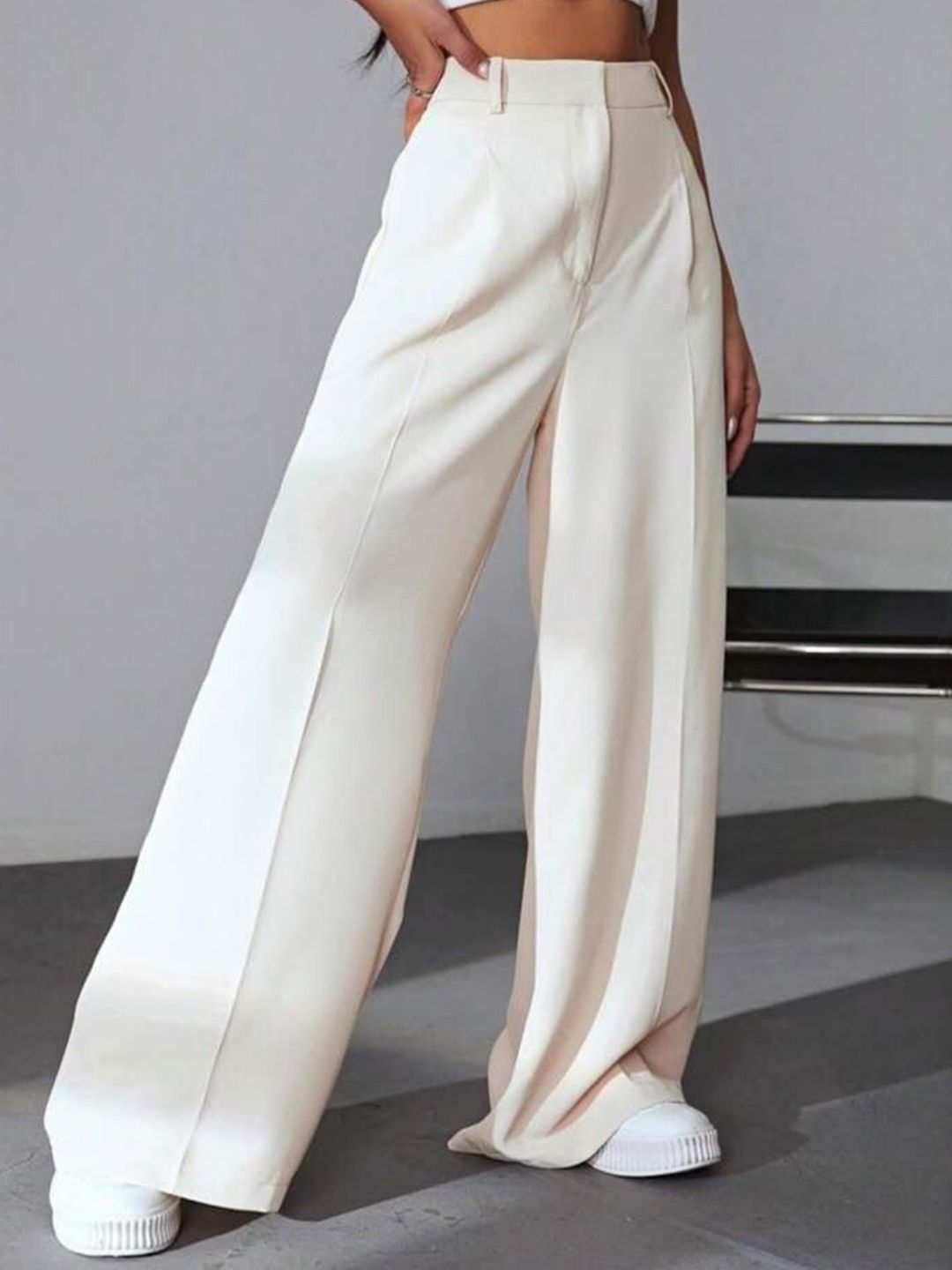 Next One Women Smart High-Rise Easy Wash Pleated Trousers-picture-36