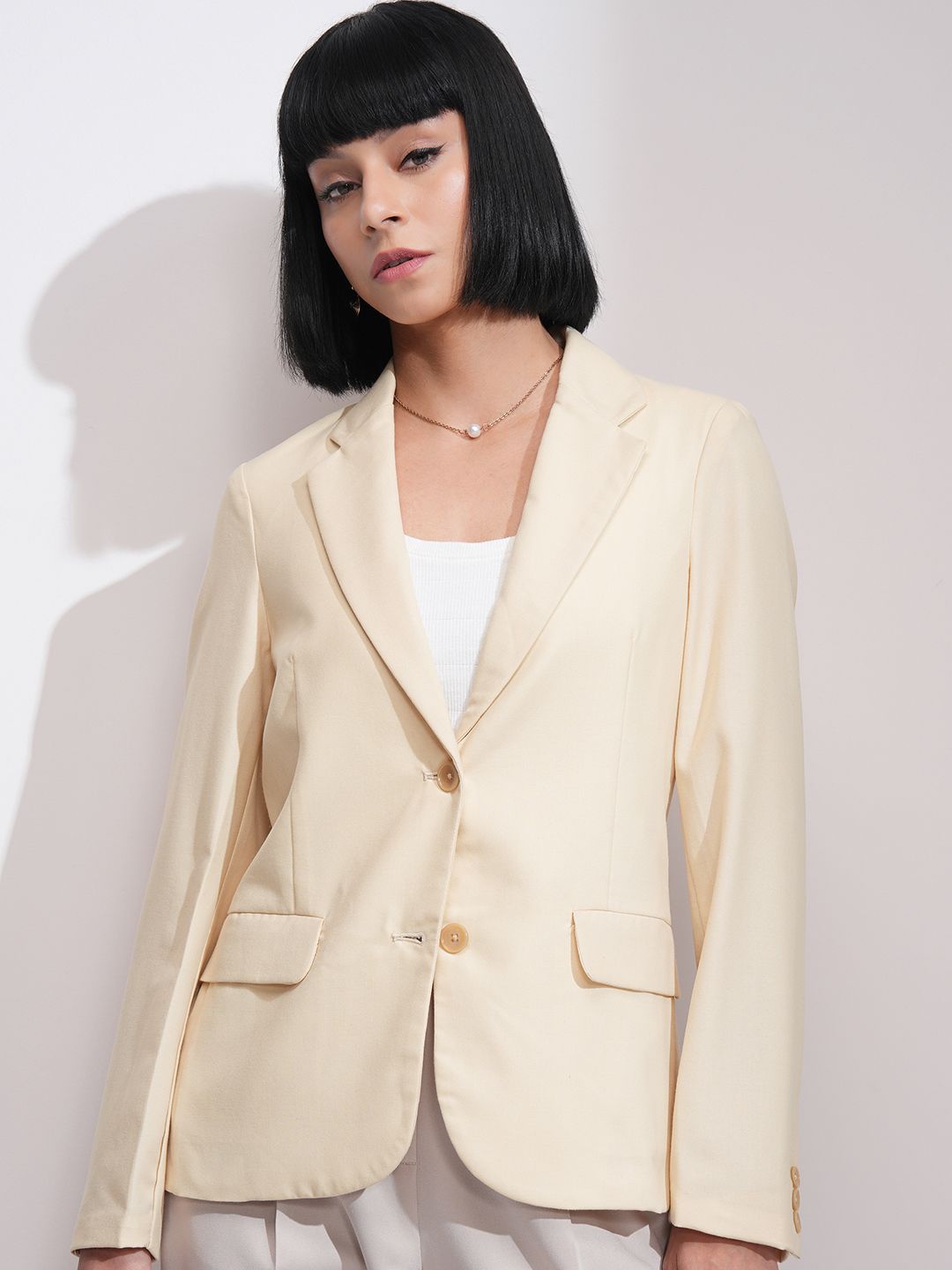 CHIC BY TOKYO TALKIES  Notched Lapel Collar Single-Breasted Casual Blazer