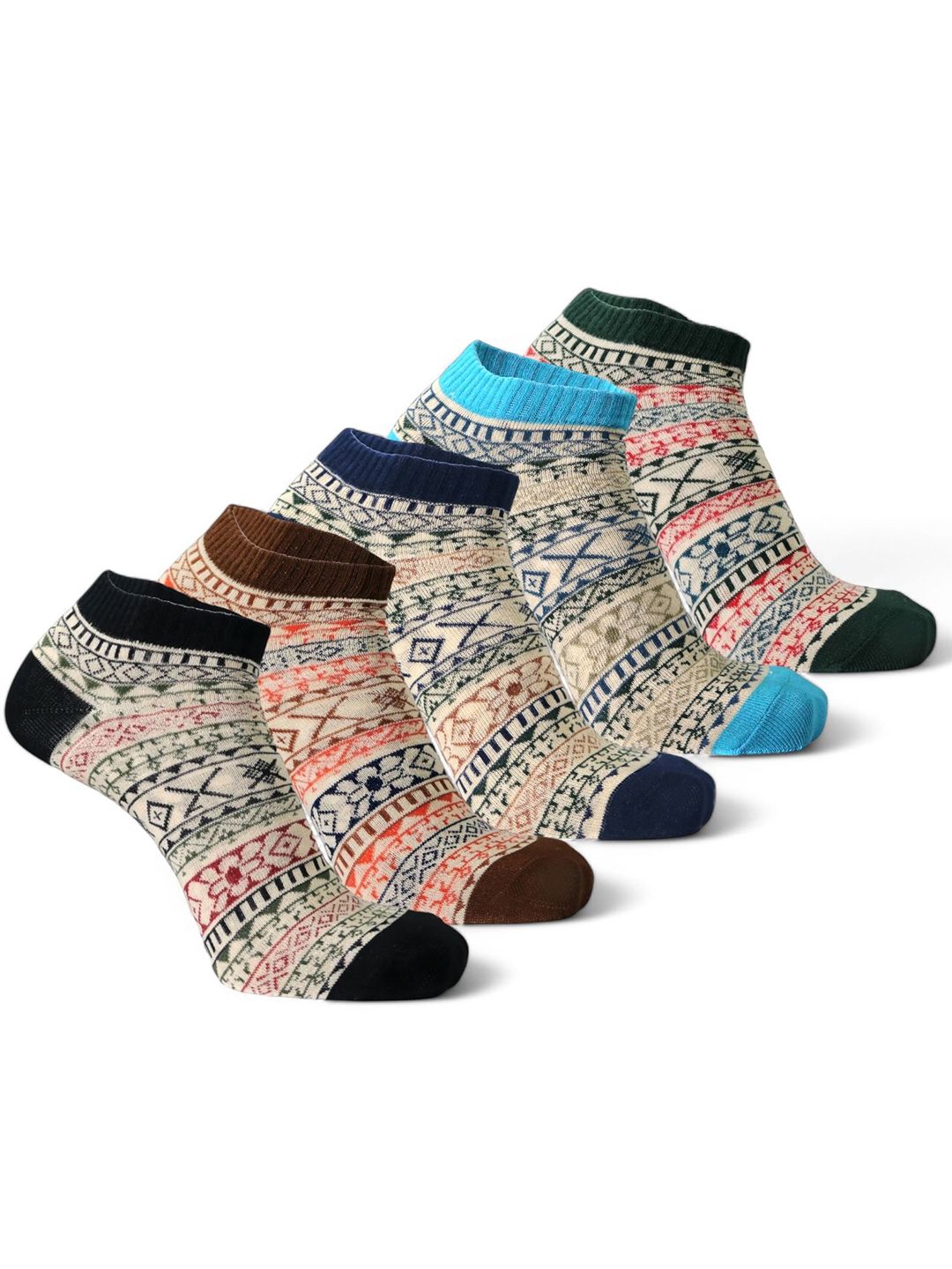 Sockscarving 5Pcs Patterned Ankle Length Socks-image-40