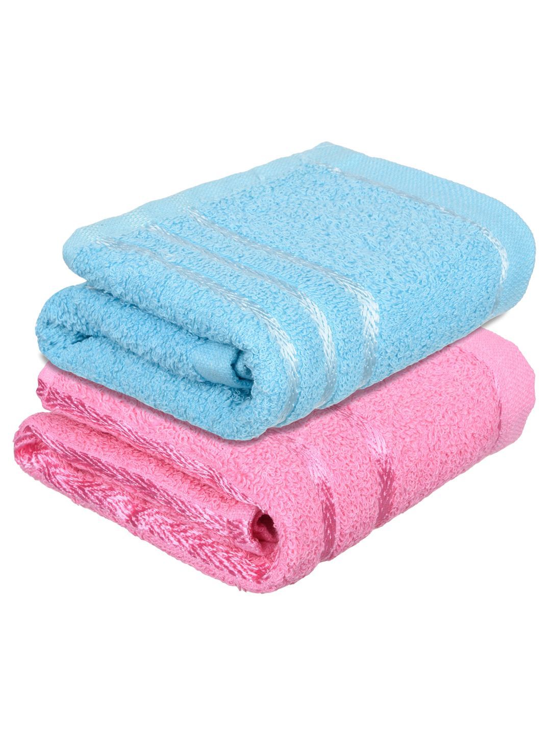 Kuber Industries Set Of 2 Pink & Blue Striped Cotton Face Towels-image-33