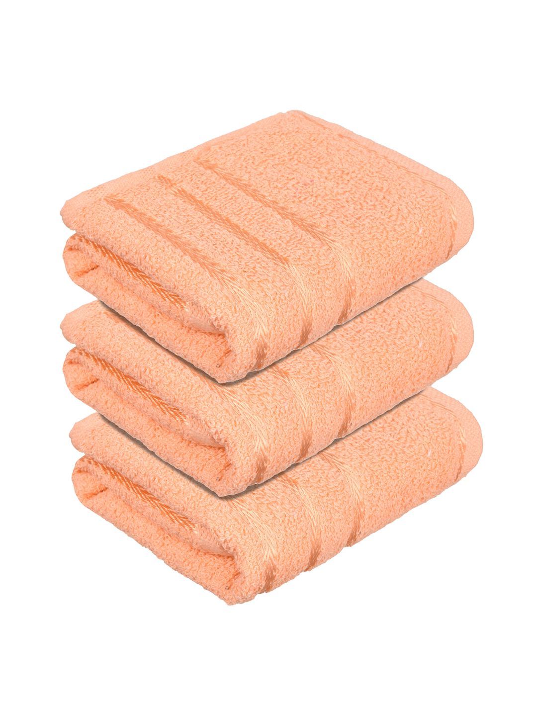 Kuber Industries Set Of 3 Peach-Coloured Striped Cotton Face Towels-image-34