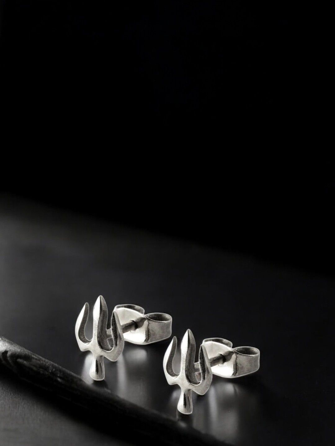 Goldnera 925 Sterling Silver Contemporary Trishul Studs-picture-33