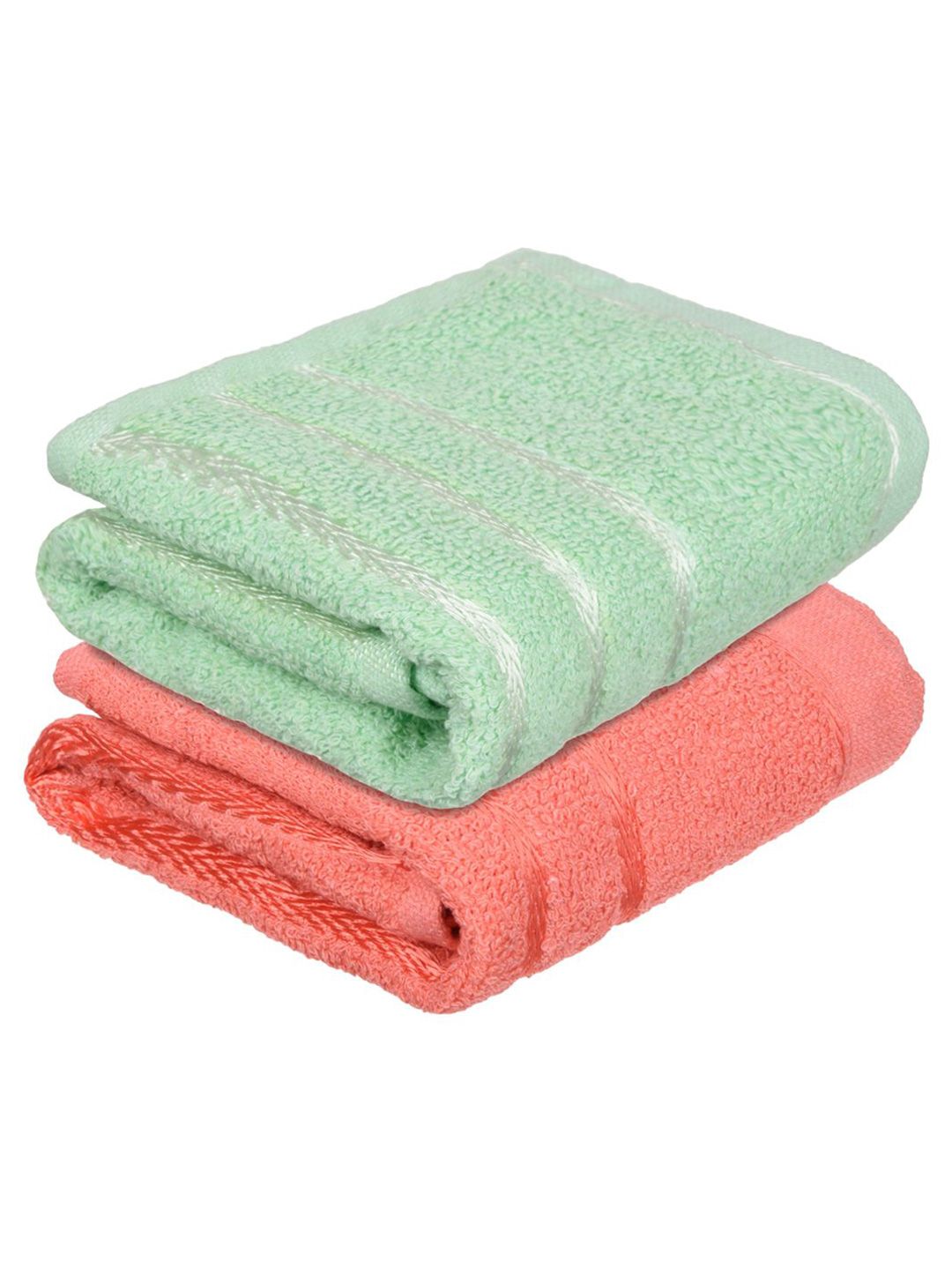 Kuber Industries Set Of 2 Green & Orange-Coloured Striped Cotton Face Towels-picture-21
