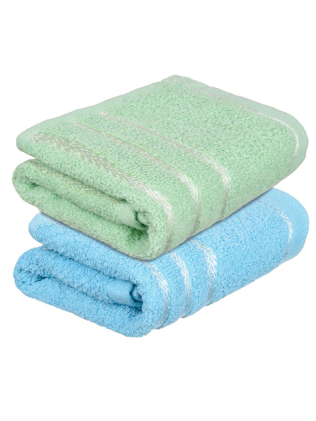 Kuber Industries Set Of 3 Green & Blue Striped Cotton Face Towels-image-33