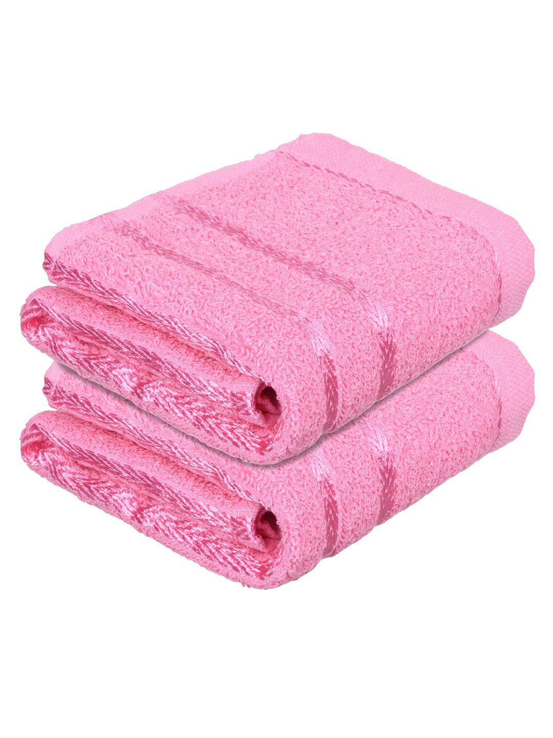 Kuber Industries Set Of 2 Pink Striped Cotton Face Towels-picture-31