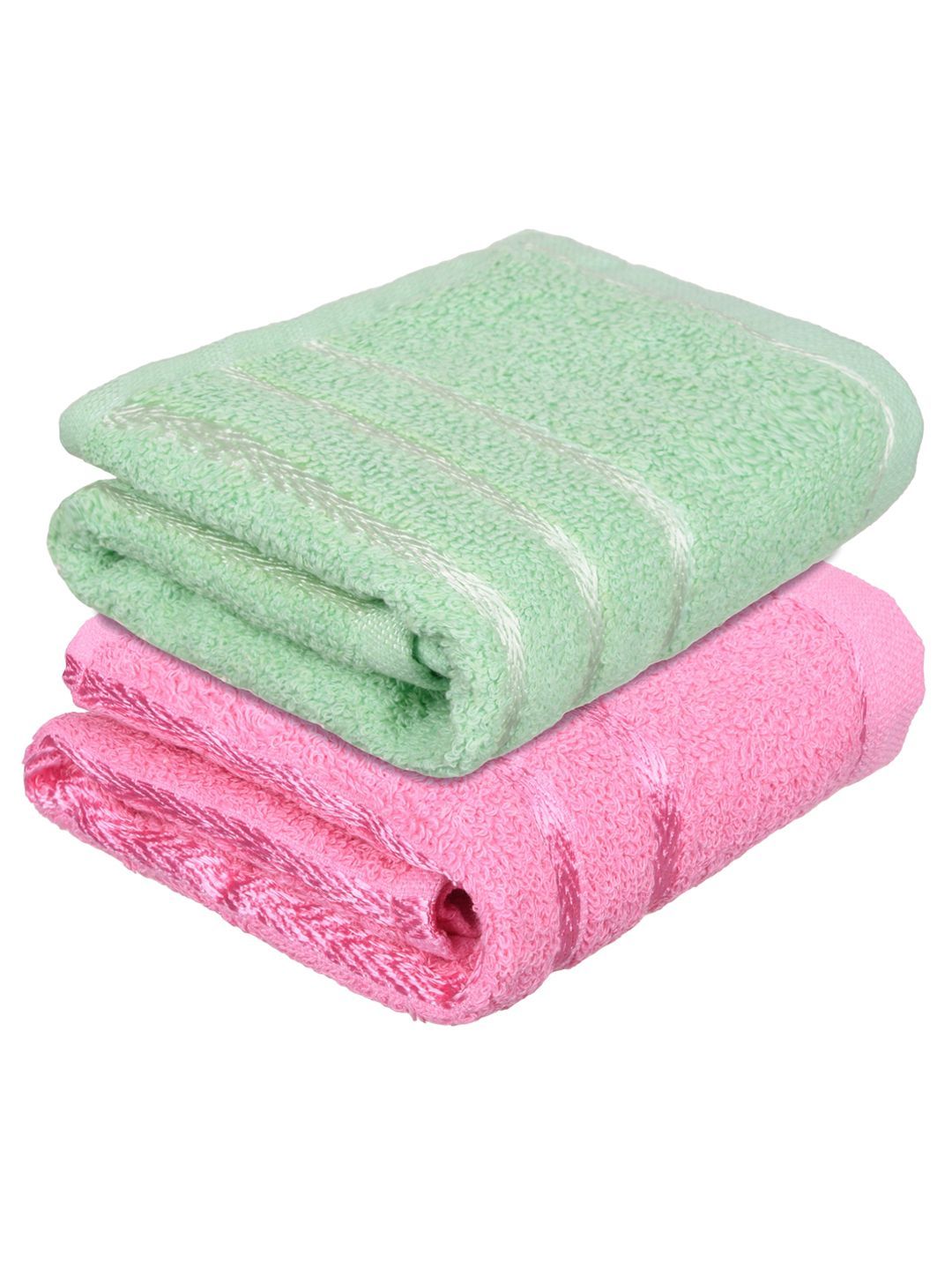 Kuber Industries Set Of 2 Pink & Green Striped Cotton Face Towels-picture-28