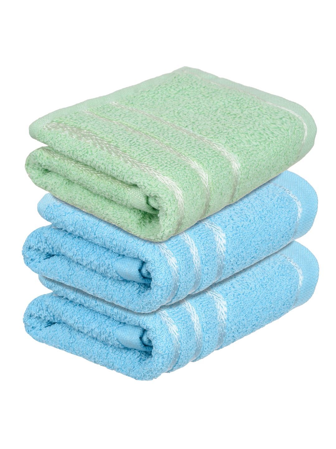 Kuber Industries Set Of 3 Blue & Green Striped Cotton Face Towels-image-19