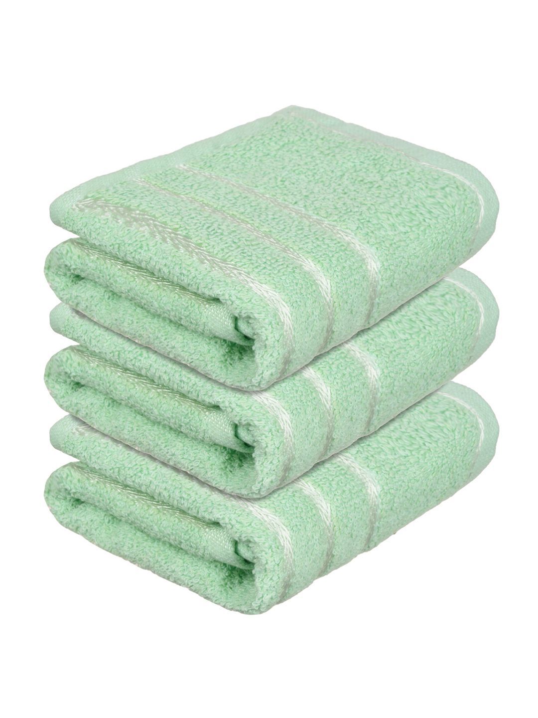 Kuber Industries Set Of 3 Green Striped Cotton Face Towels-image-11