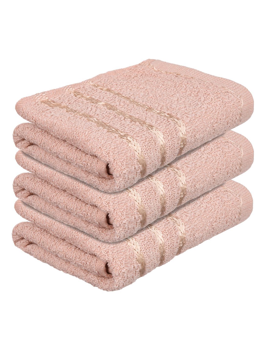 Kuber Industries Set Of 3 Brown Striped Cotton Face Towels-image-31