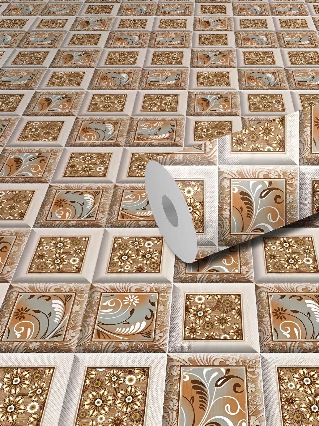 WallDaddy Brown & WhitePrinted 3D Self Adhesive Wallpaper-picture-15