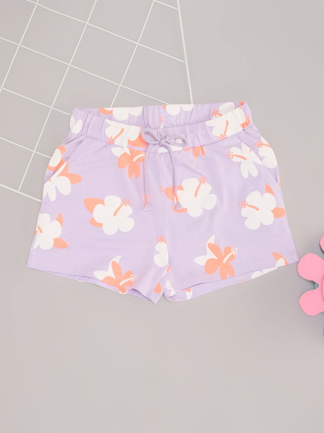 Pantaloons Junior Girls Floral Printed Mid-Rise Cotton Shorts-picture-45