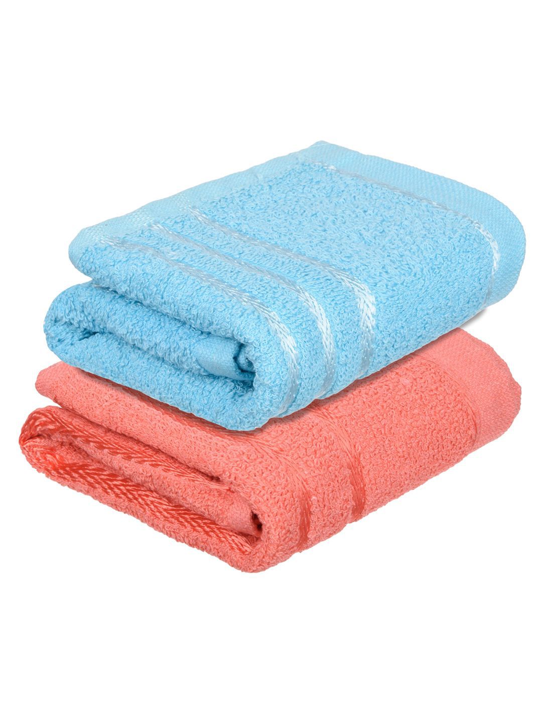 Kuber Industries Set Of 2 Blue & Orange-Coloured Striped Cotton Face Towels-image-22