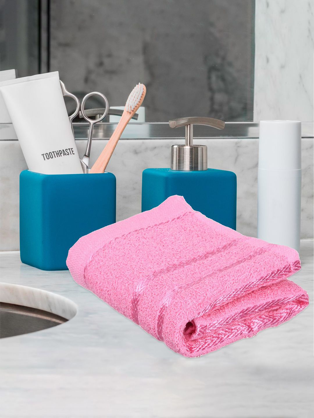 Kuber Industries Set Of 3 Pink & Brown Striped Cotton Face Towels-image-25