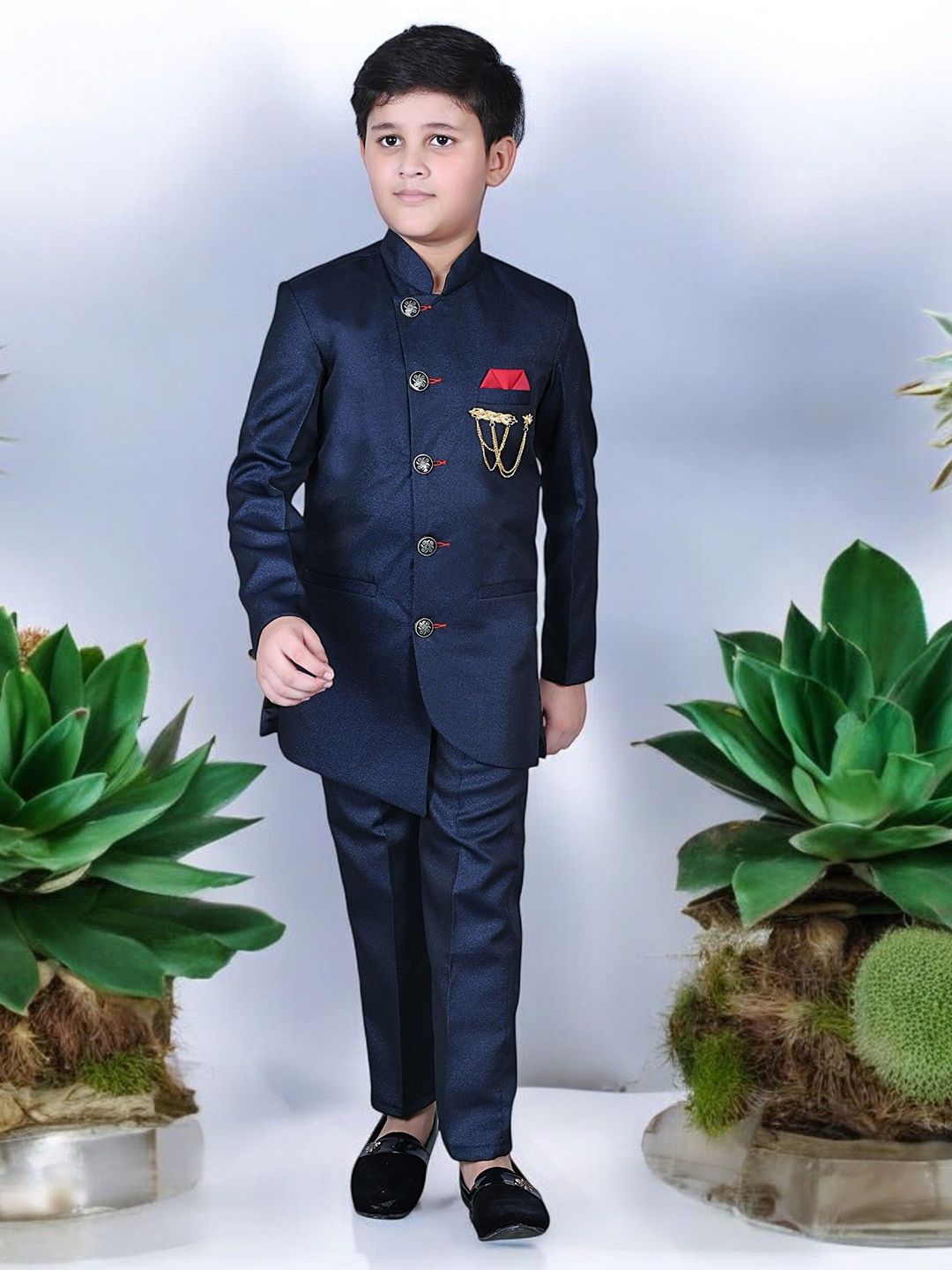 Qitty Boys Mandarin Collar Sherwani-image-12