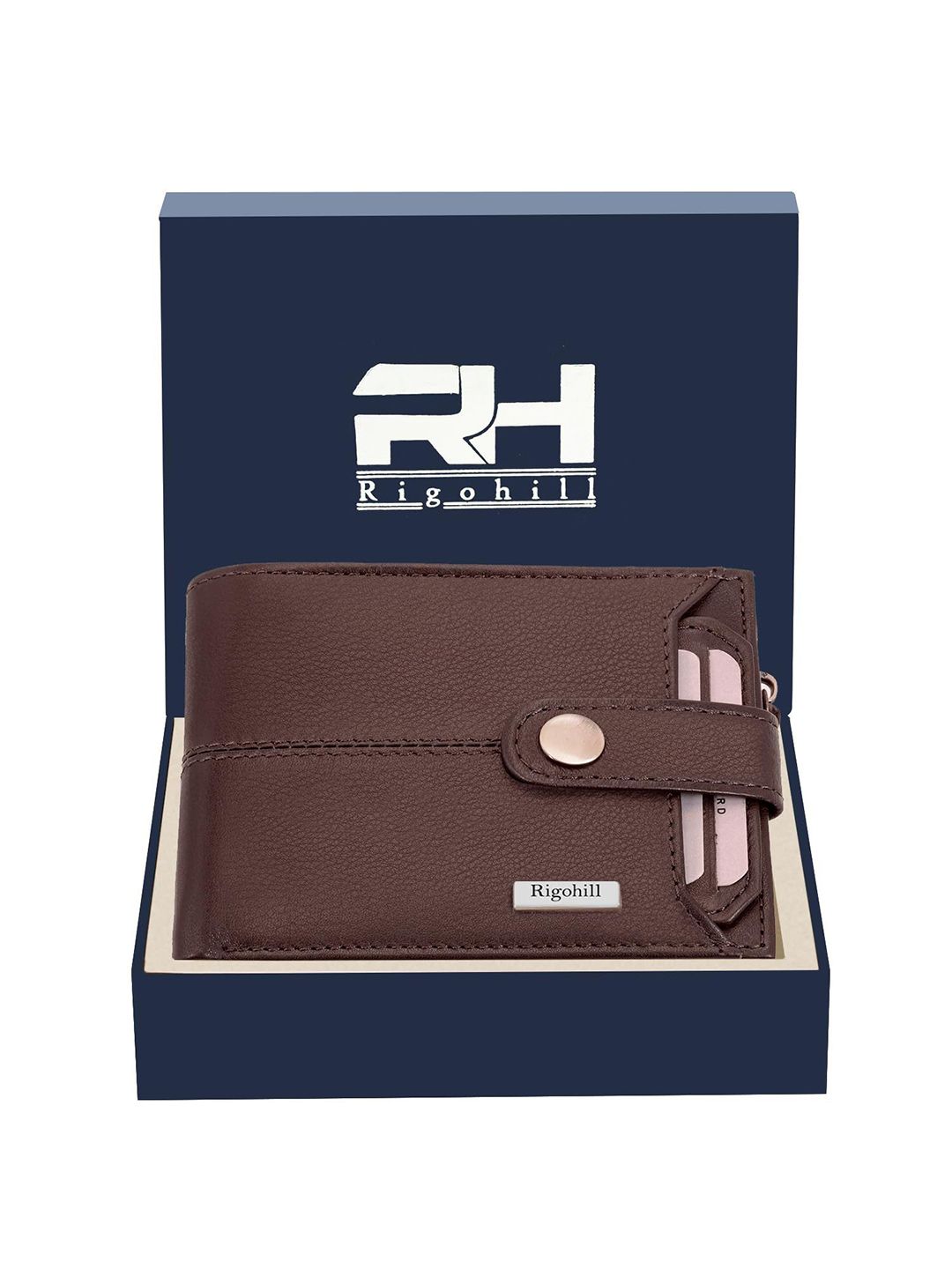 Rigohill Men Doger Brown RFID Protected Leather Two Fold Wallet-picture-10