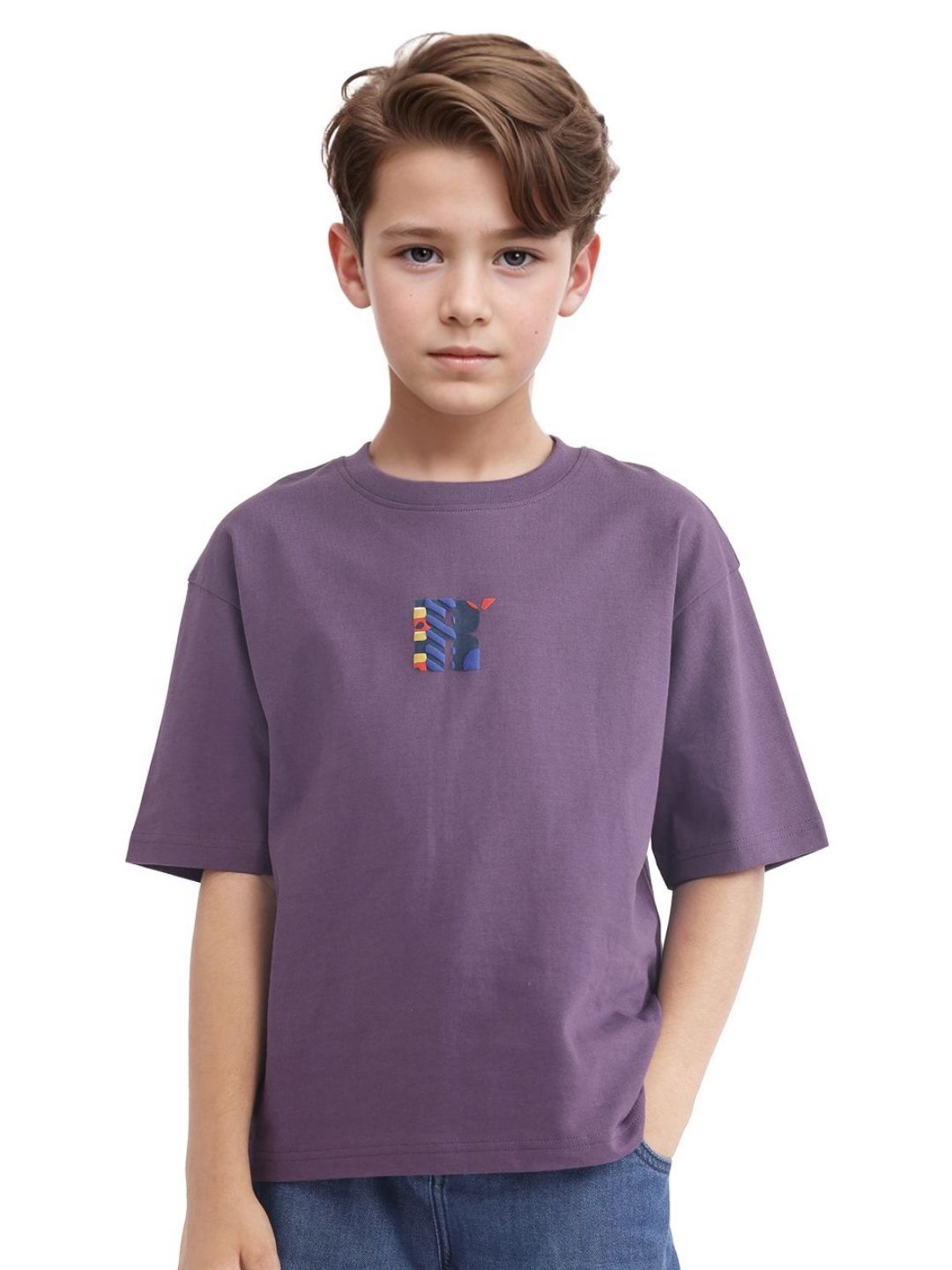 RARE ONES Boys Printed Drop-Shoulder Sleeves Applique Boxy T-shirt-picture-39