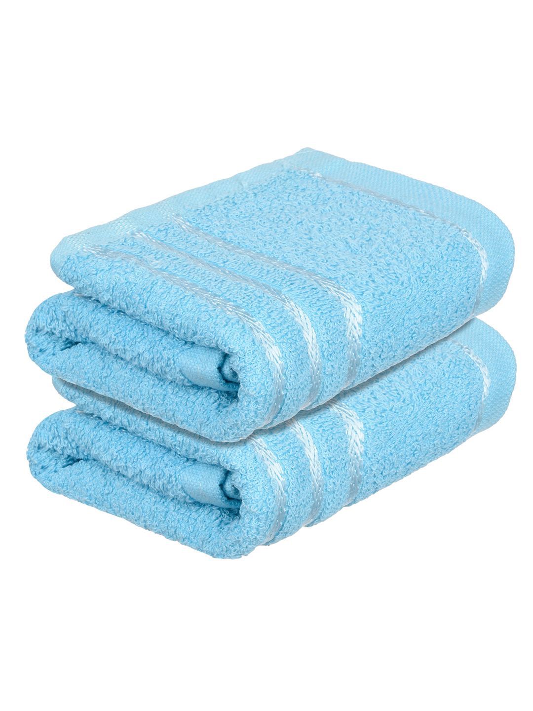 Kuber Industries Set Of 2 Blue Striped Cotton Face Towels-image-15