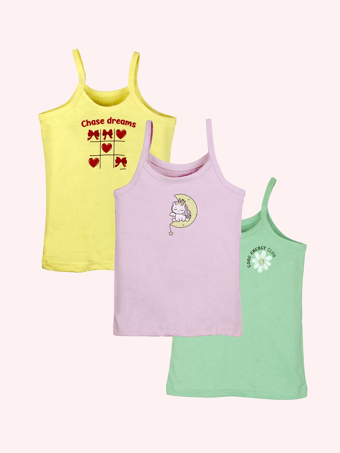 KiddoPanti Girls Pack Of 3 Printed Cotton Camisoles-picture-24