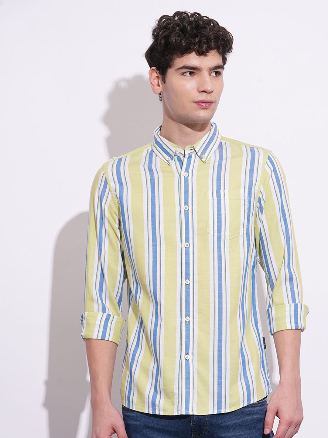 Being Human Men Classic Slim Fit Opaque Striped Casual Shirt-picture-53
