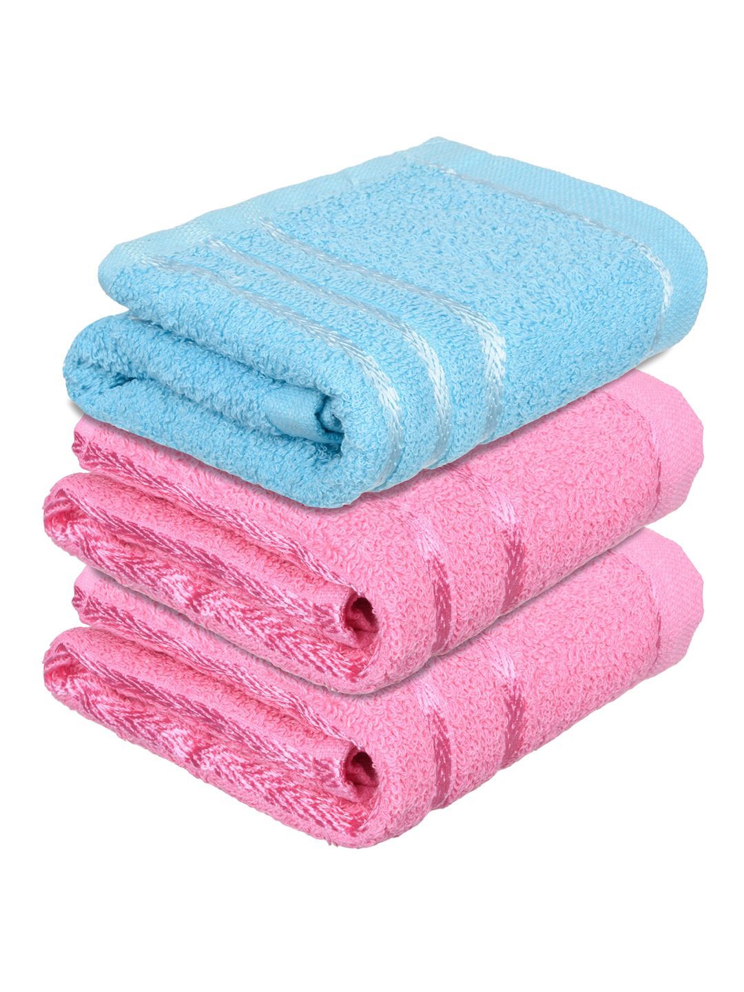 Kuber Industries Set Of 3 Pink & Blue Striped Cotton Face Towels-image-20