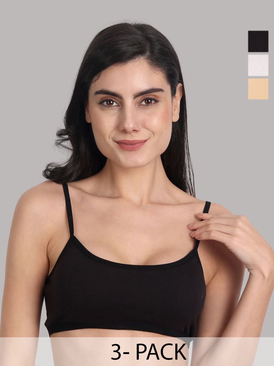 Aimly Pack of 3 Non-Padded Non-Wired Seamless Cotton Sports Bra With All Day Comfort
