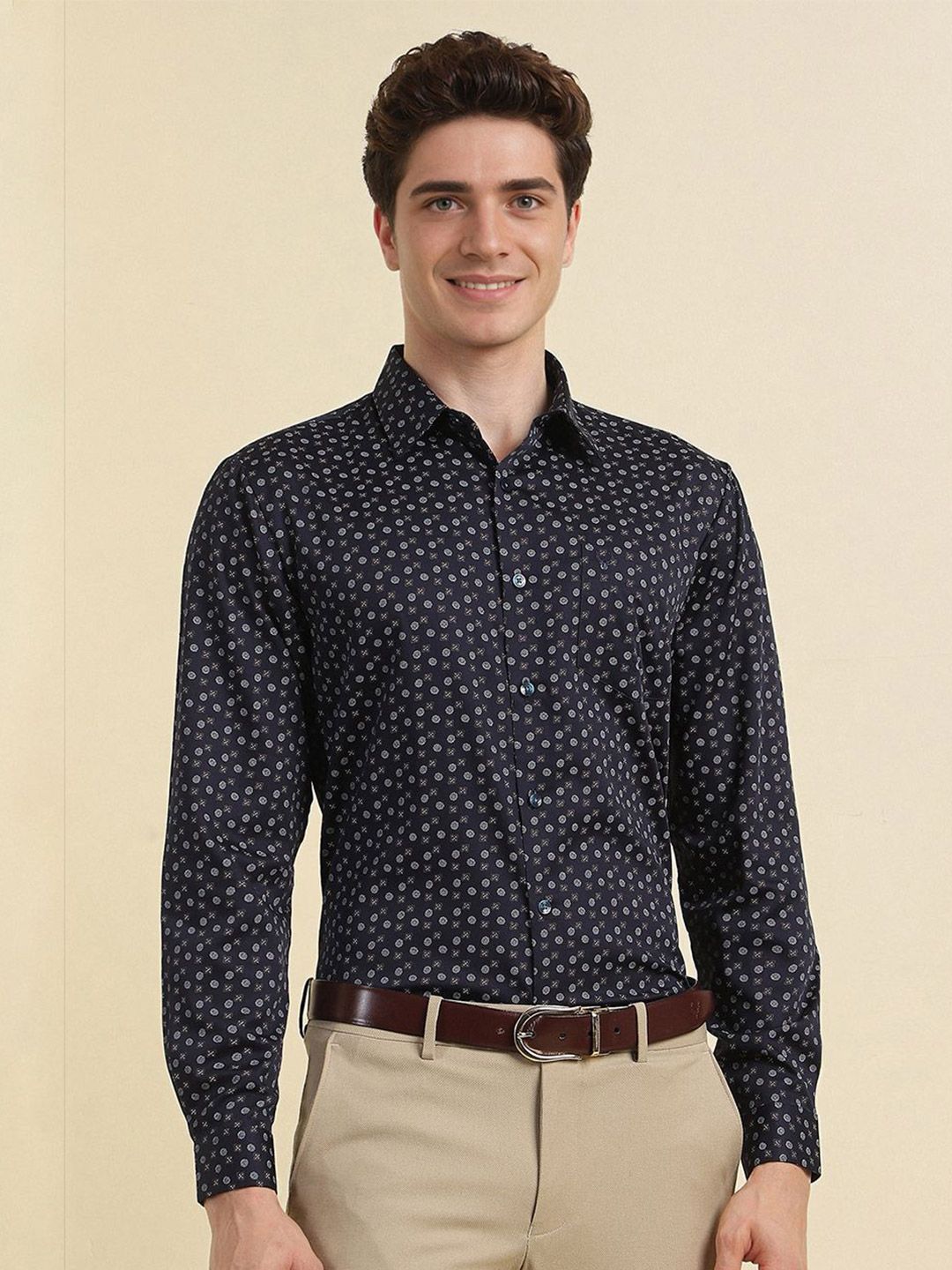 Allen Solly Men Slim Fit Spread Collar Floral Printed Cotton Formal Shirt-picture-21