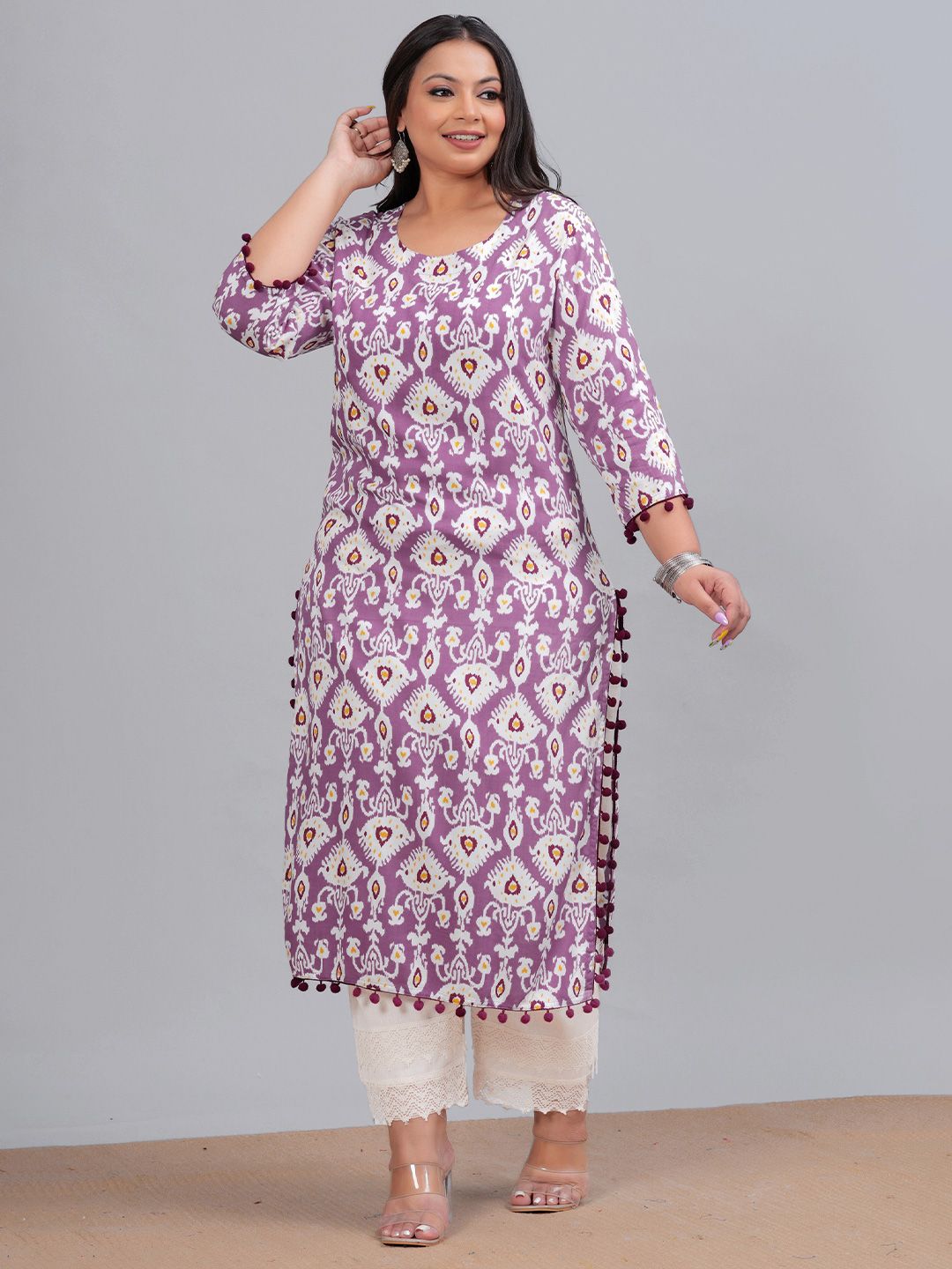 Ethnic Motifs Printed Lurex Kurta