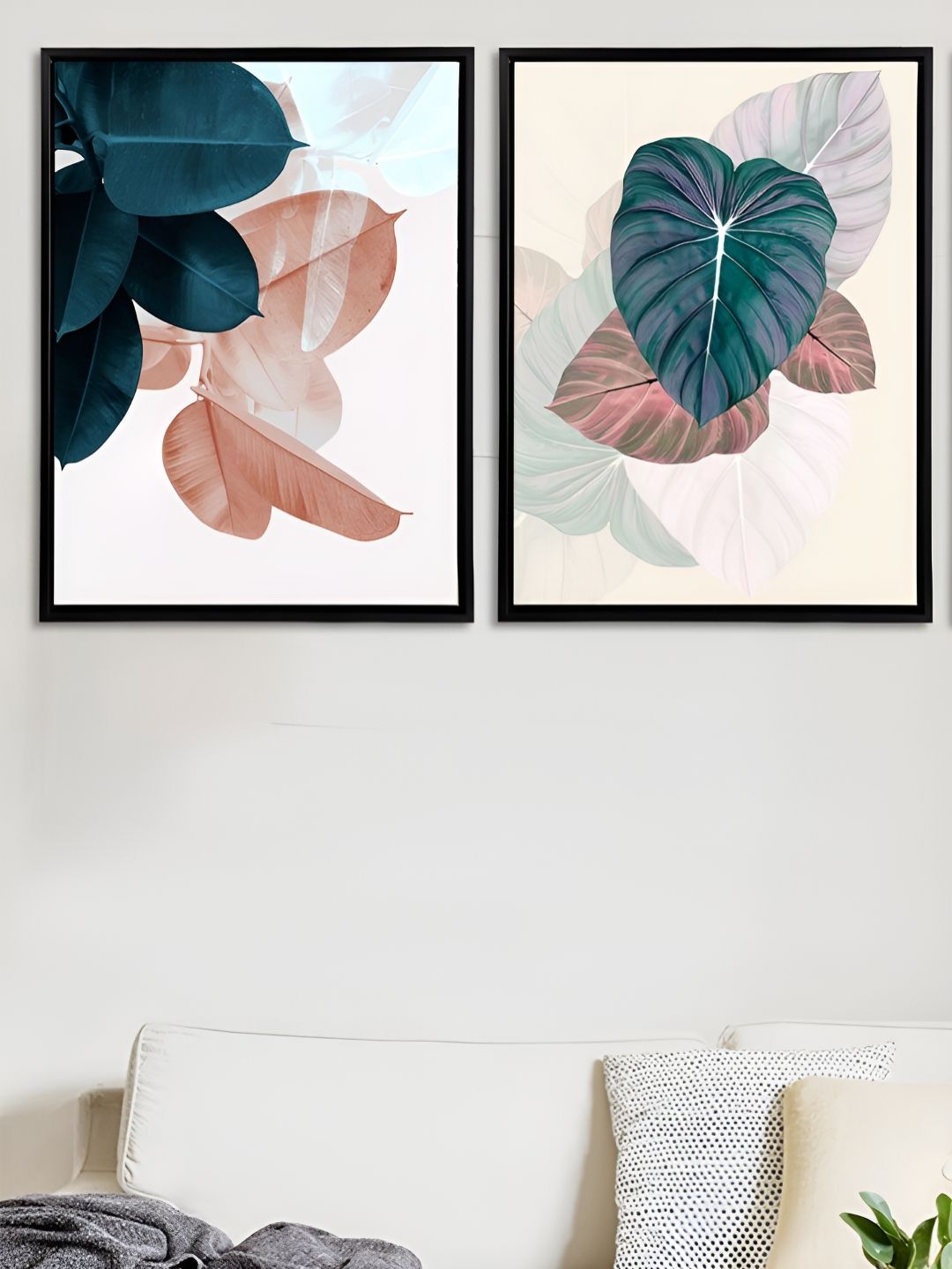 Art Street Black & Pink 2 Pieces Floral Printed Canvas Wall Paintings-picture-19