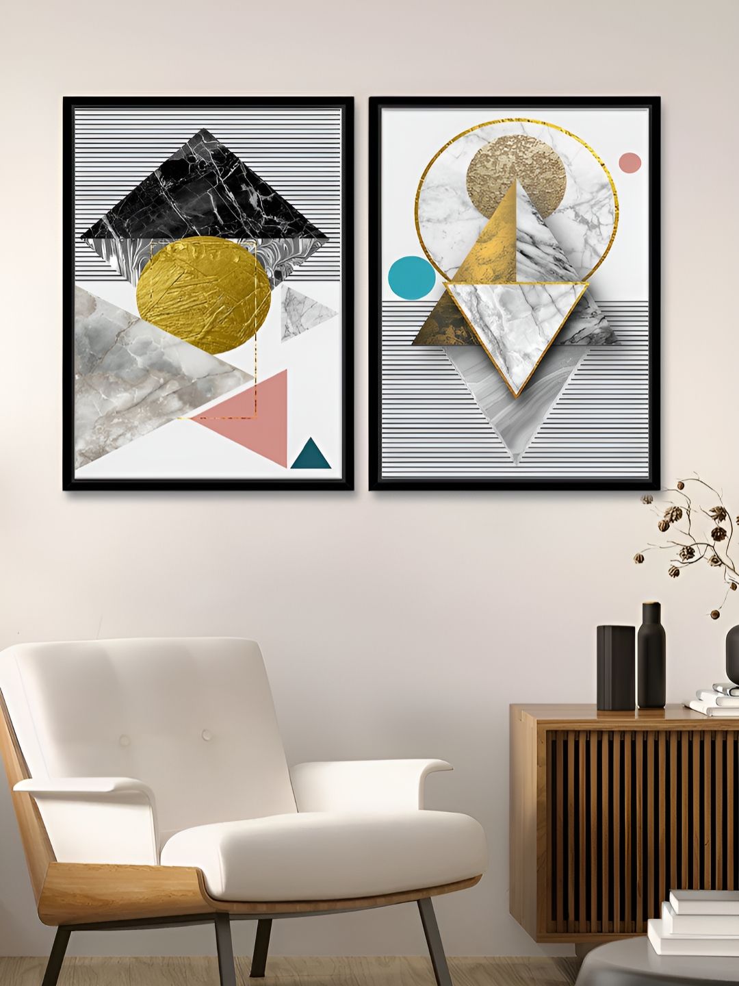 Art Street Architectural Aesthetics White 2 Pieces Printed Canvas Wall Paintings-picture-16