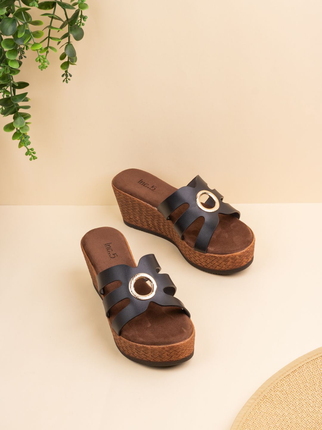 Inc 5 Striped Party Wedge Sandals-picture-47