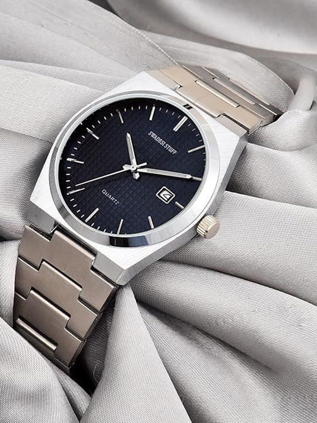 SWADESI STUFF Men Dial & Bracelet Style Straps Analogue Watch SDS 151 NAVY BLUE 90-picture-22