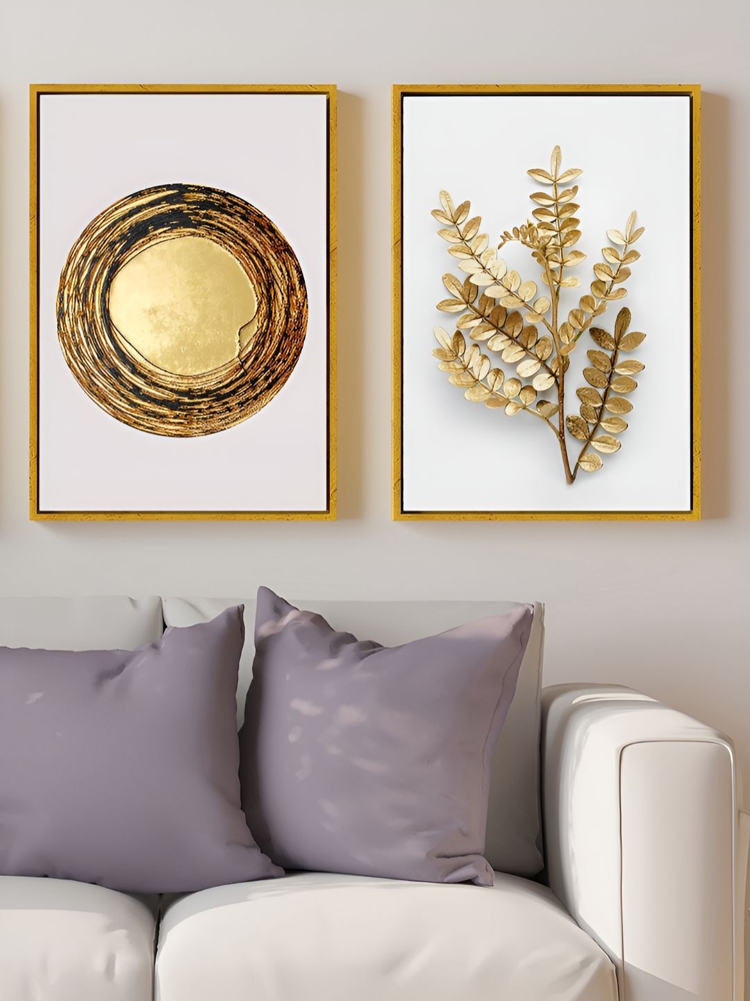 Art Street Gold-Toned & White 2 Pieces Printed Canvas Wall Paintings-picture-15
