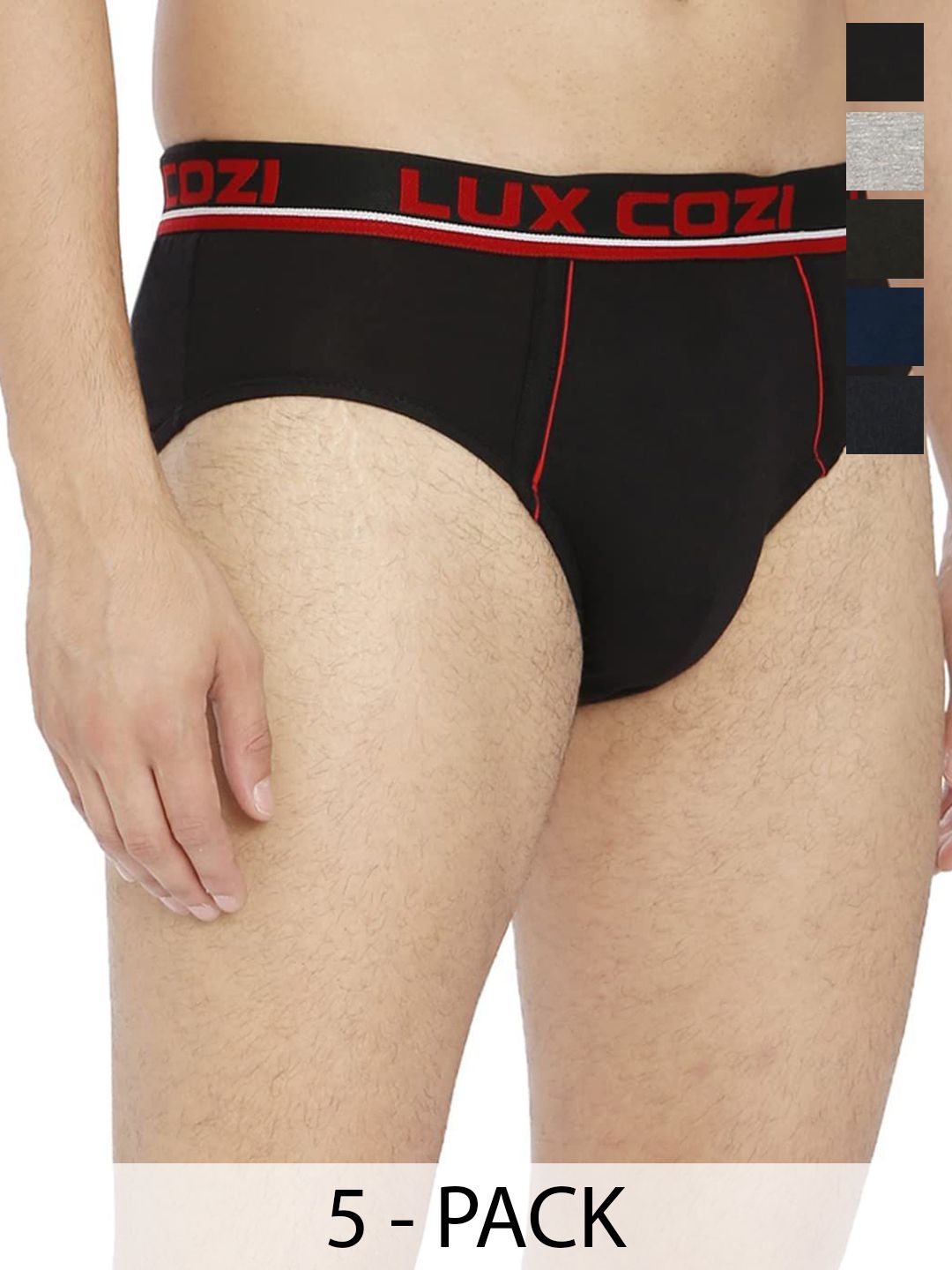 Lux Cozi Pack Of 5 Cotton Assorted Briefs LUX_015_5C_BIGSHOT_BRIEF_PLAIN_ASSORTED_80-picture-10