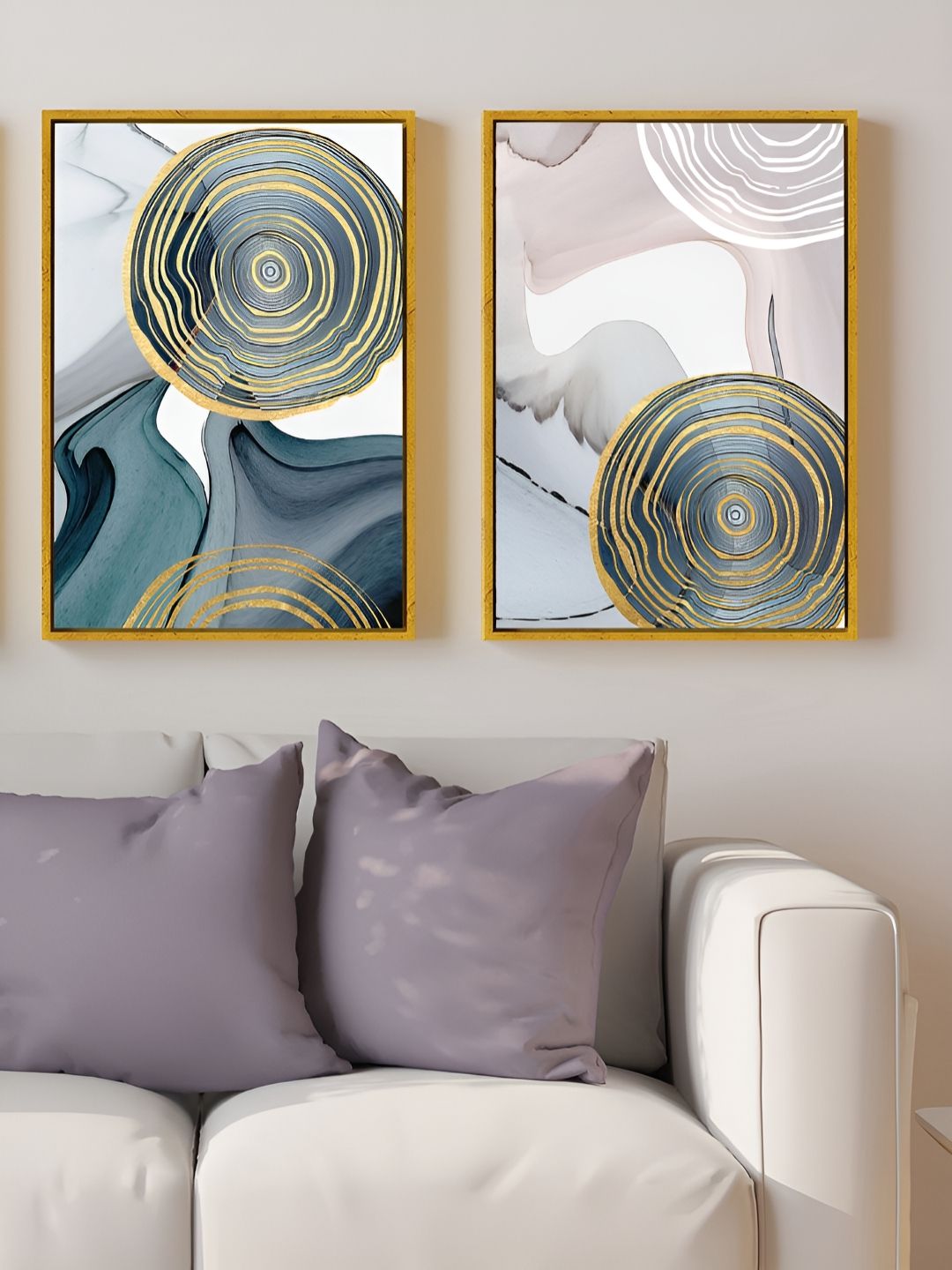 Art Street Gold-Toned & Grey 2 Pieces Printed Canvas Wall Paintings-picture-35