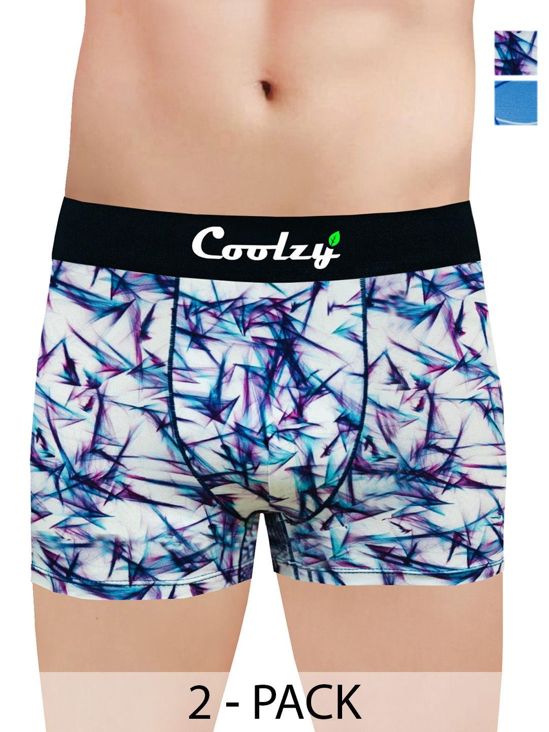 COOLZY Pack Of 2 Printed Mid Rise Trunks PUWXBLTN2K07-S-picture-11