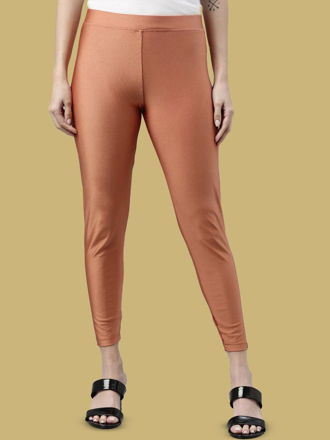 TWIN BIRDS Women Nylon Solid Copper Shimmer Legging-picture-44