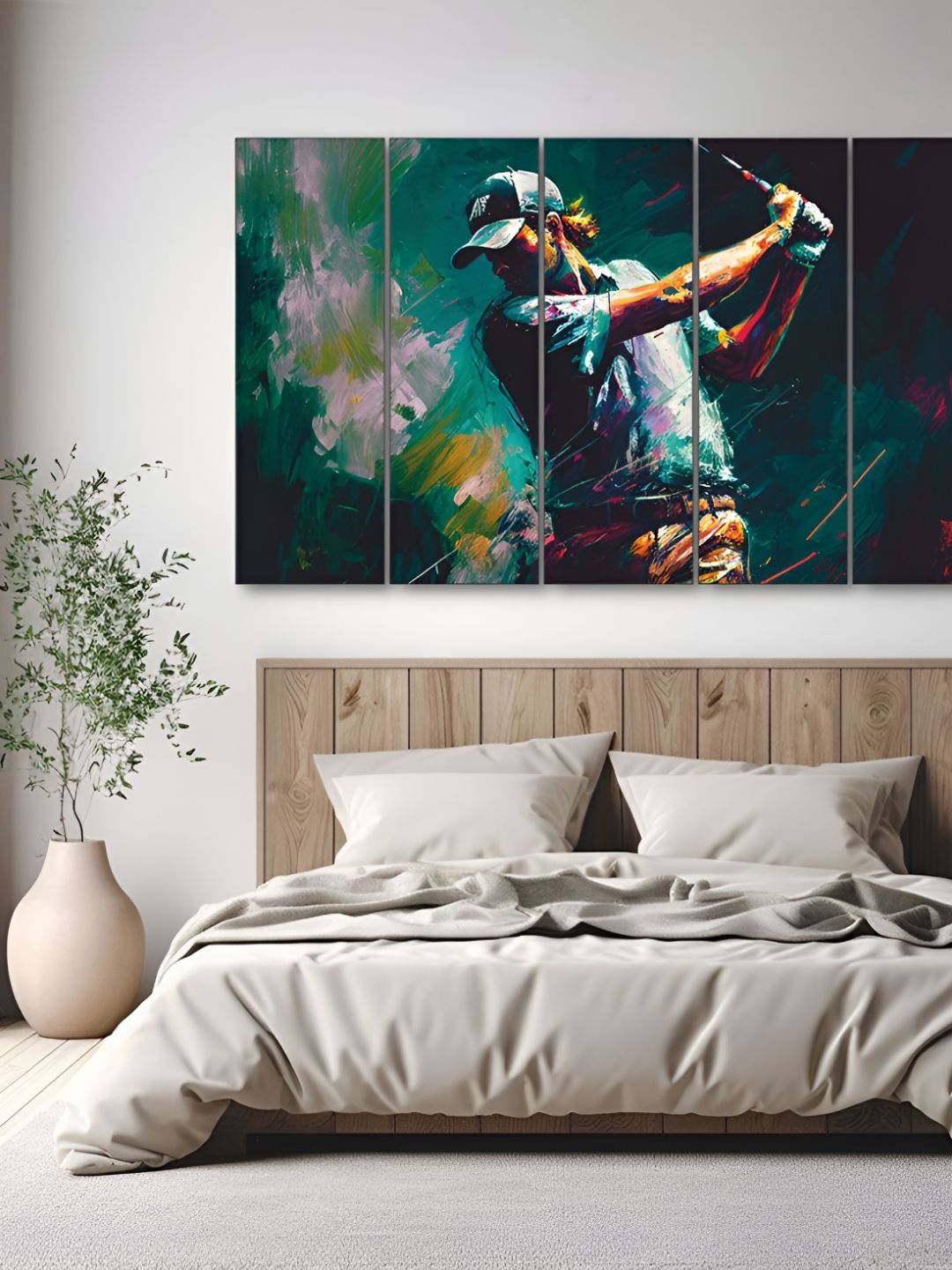 The Castle Decor Green & Brown 5 Piece Wood Abstract Wall Paintings-picture-12