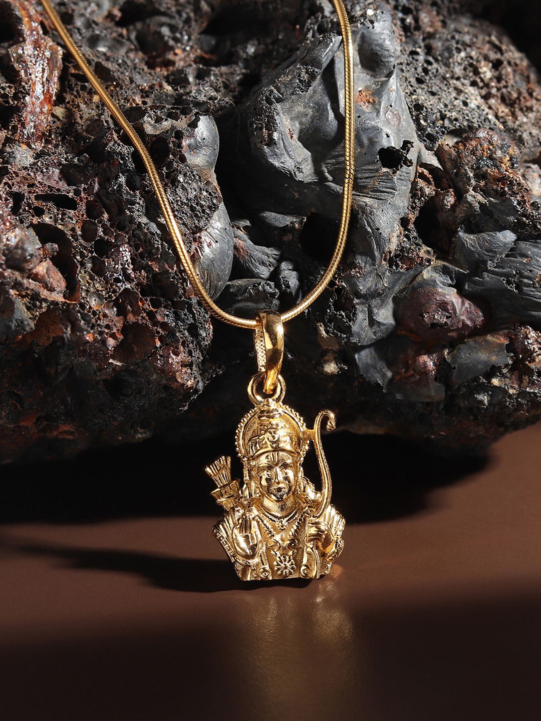 AKSHAT SAPPHIRE Gold-Plated Sterling Silver Contemporary Shree Ram Pendant-picture-12