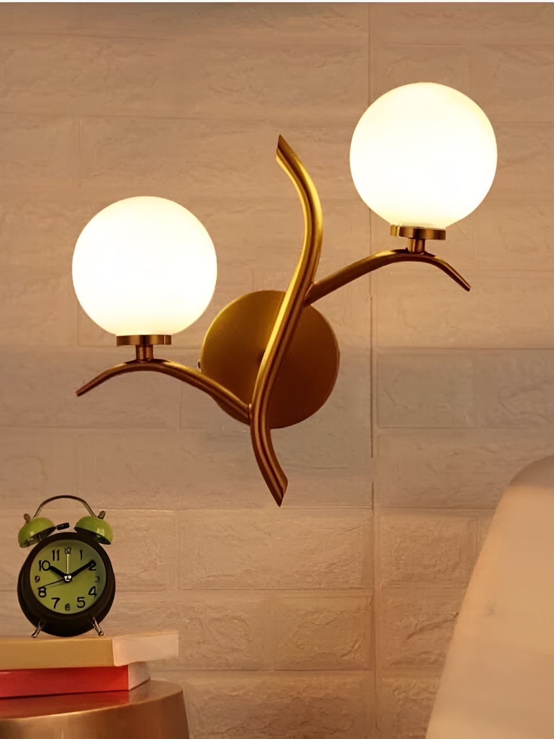 GAUVIK Gold-Toned & White Metal Contemporary Spherical Shaped Wall Lamp-picture-14