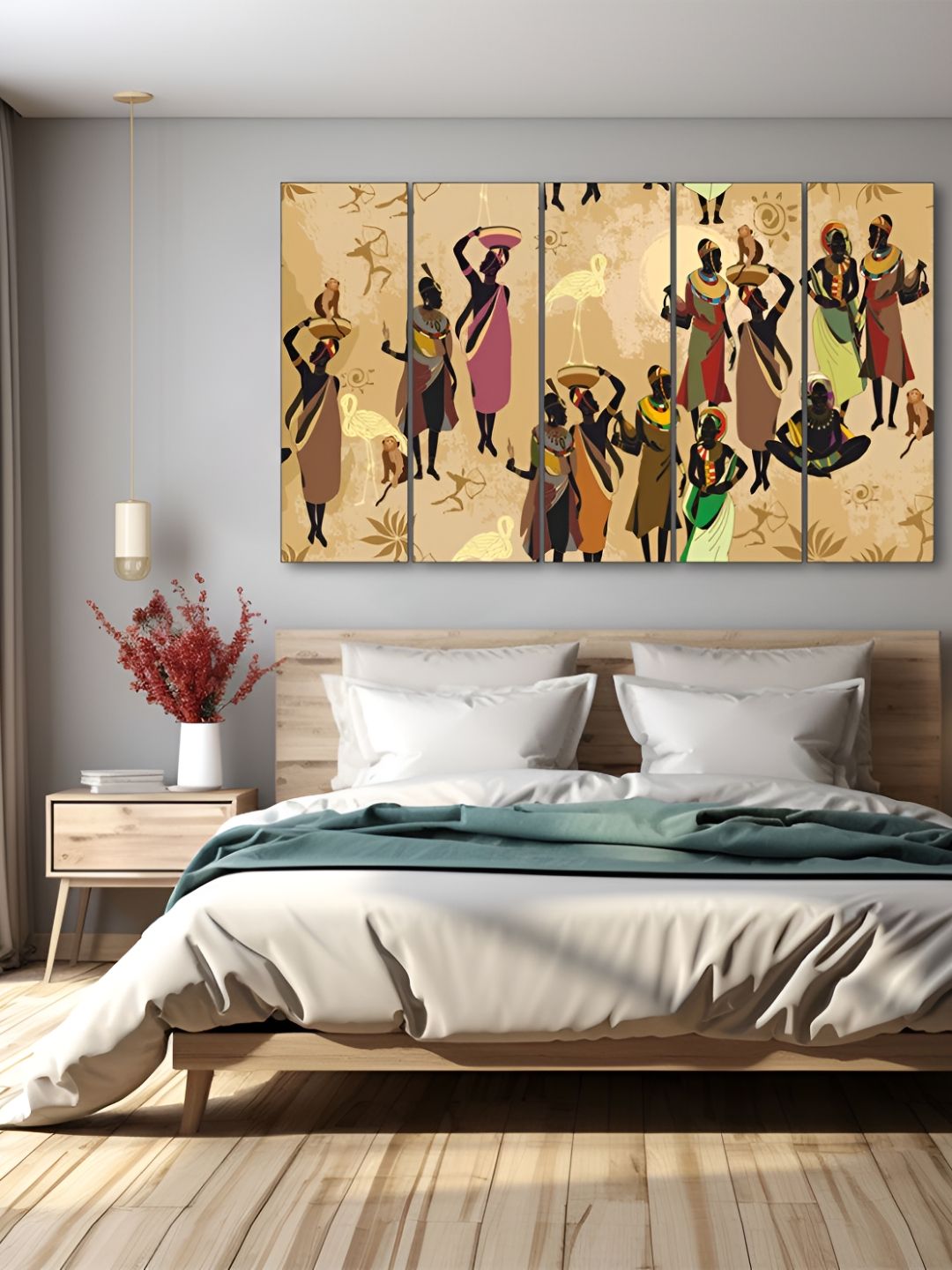 The Castle Decor Brown & Pink 5 Piece Wood Abstract Wall Paintings-picture-27