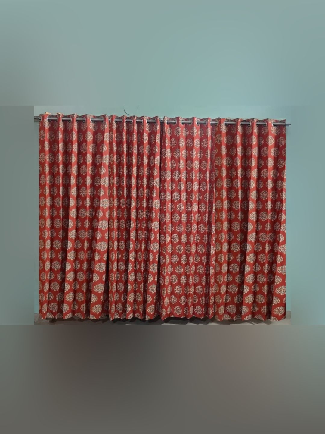 Trance Home Linen Red & White Set of 4 Floral Door Curtain-picture-39