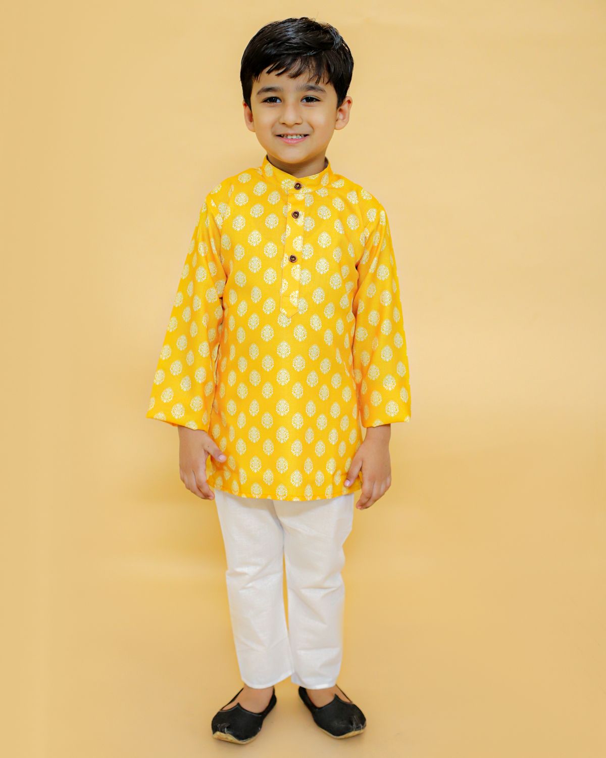 MoMaa Boys Ethnic Motifs Printed Regular Pure Cotton Kurta with Pyjamas-picture-28