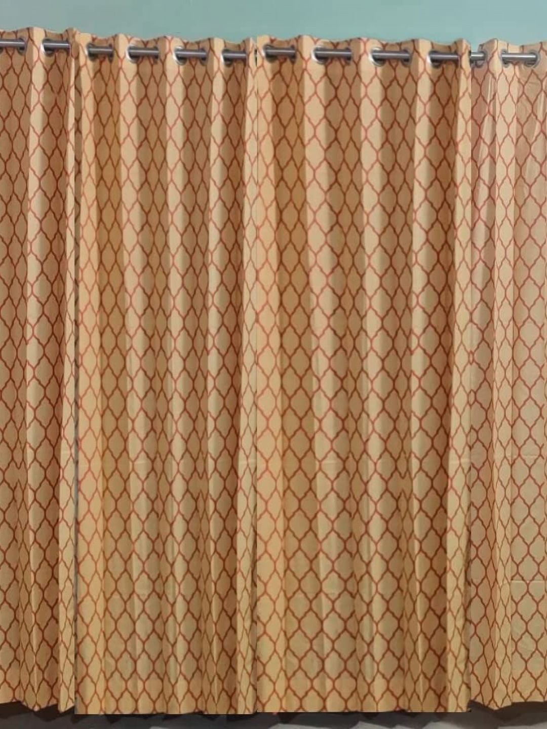 Trance Home Linen Red & Beige Set of 4 Geometric Long Door-picture-14
