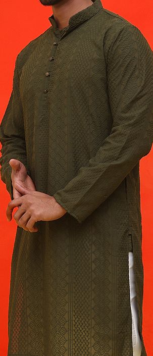 Jompers Floral Embroidered Chikankari Pure Cotton Kurta with Churidar