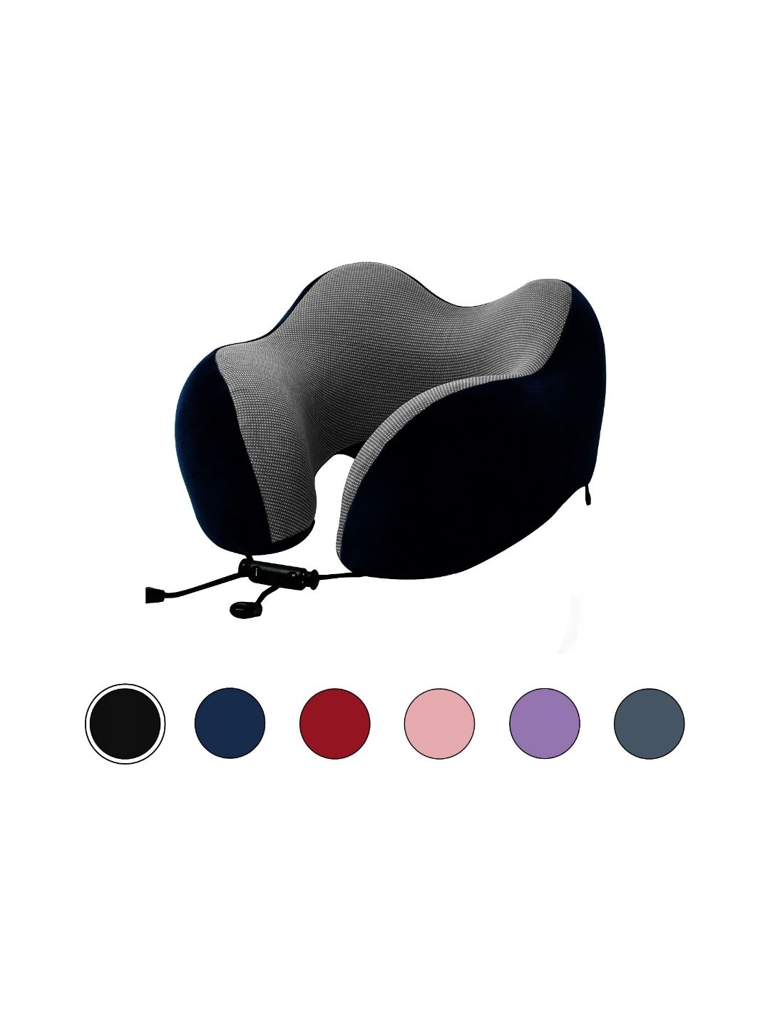 BILLEBON Black Memory Foam Filled Polycotton Breathable Travel Pillow-picture-55
