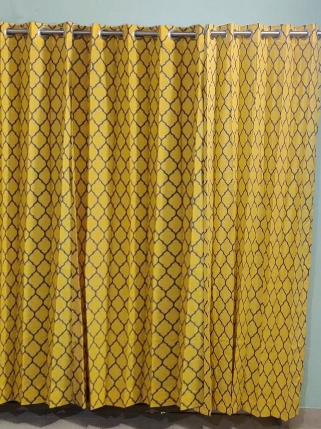 Trance Home Linen Mustard & Blue Set of 4 Geometric Door Curtain-picture-41