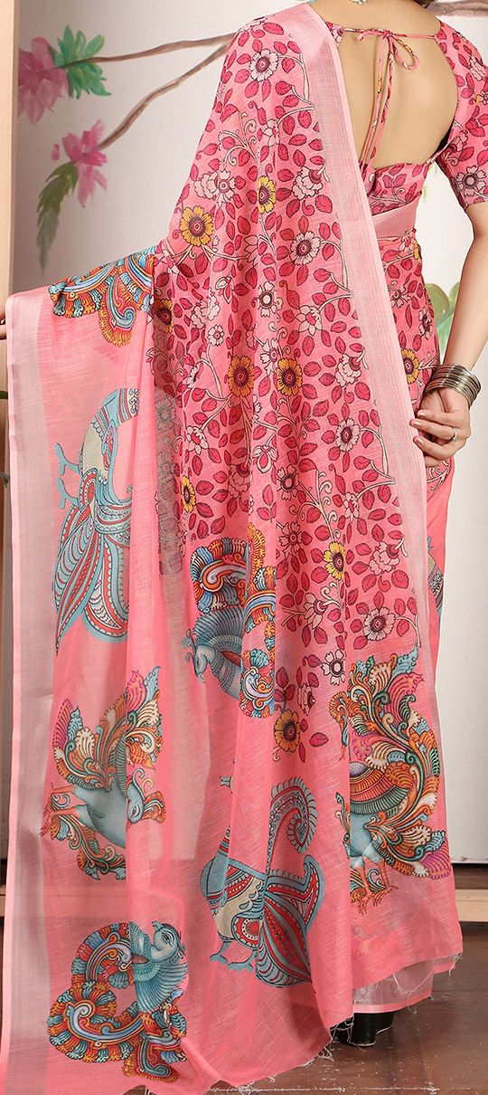 Anouk Kalamkari Zari Linen Blend Saree