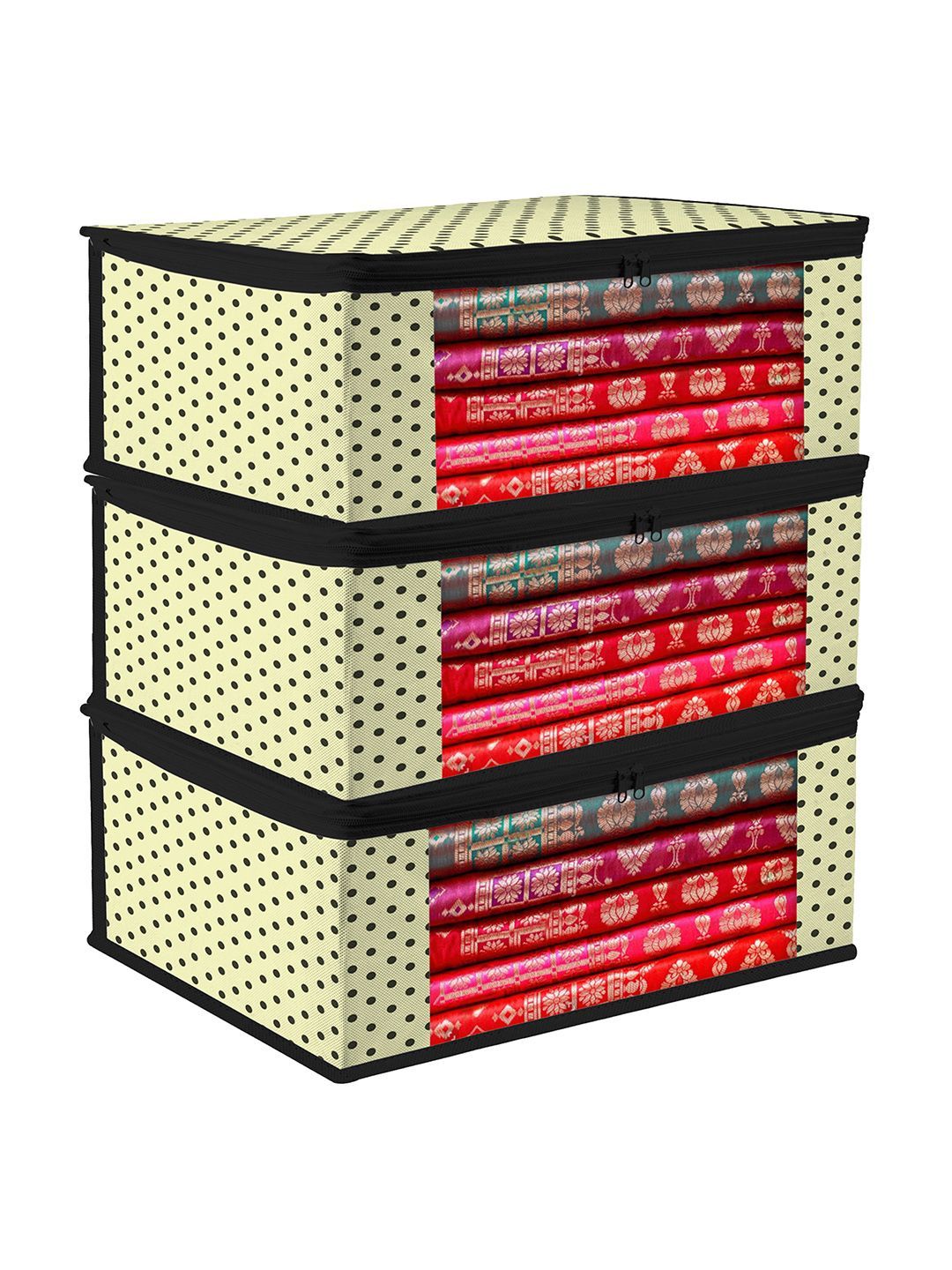 Kuber Industries Cream-Coloured Set of 3 Regular Multi-Utility Organisers-picture-10